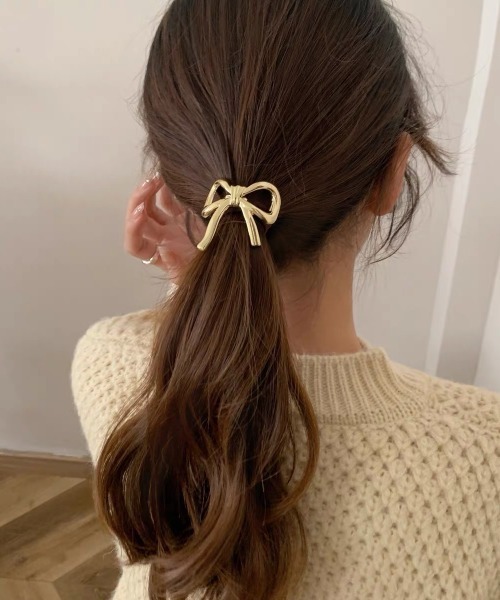 E&C closet…（イーアンドシークローゼット）の「メタルリボンヘアゴム（L）（ヘアゴム・レディース・シルバー/ゴールド・FREE）」の22枚目の写真