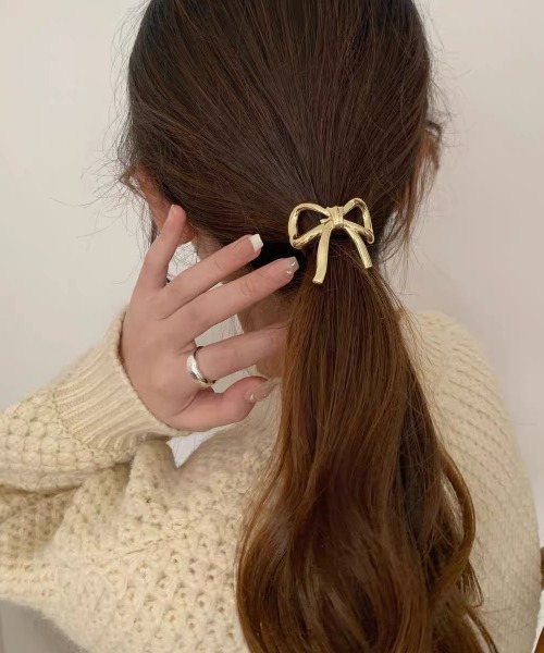 E&C closet…（イーアンドシークローゼット）の「メタルリボンヘアゴム（L）（ヘアゴム・レディース・シルバー/ゴールド・FREE）」の19枚目の写真