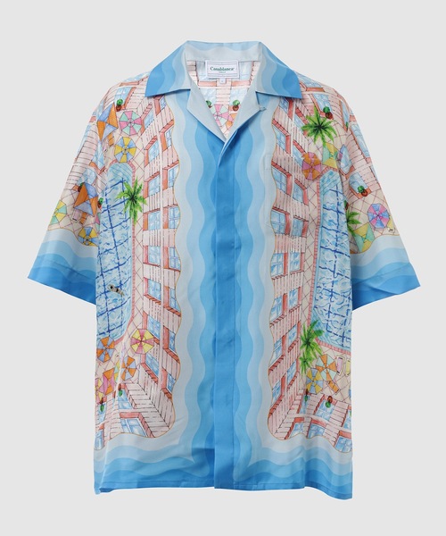 【セール】SILK SATIN Cuban Collar Short Sleeve Shirt（シャツ/ブラウス）｜Casablanca（カサブランカ）