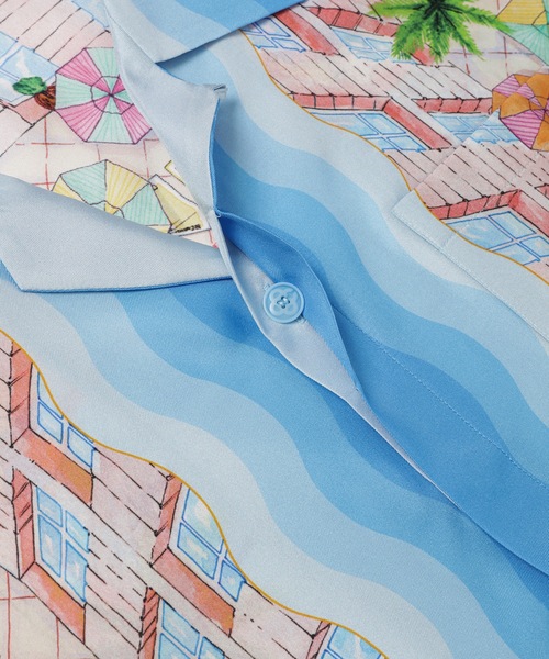 【セール】SILK SATIN Cuban Collar Short Sleeve Shirt（シャツ/ブラウス）｜Casablanca（カサブランカ）