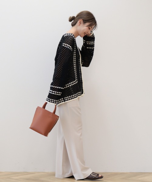 新品タグ付 Ameri VINTAGE クロシェ ロングカーディガン ブラック 新品タグ付 Ameri VINTAGE クロシェ ロングカーディガン