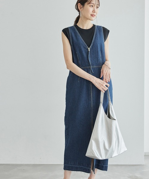 ROPE' PICNIC(ロペピクニック)の「デニムジャンスカワンピース(ジャンパースカート・レディース・ネイビー/ブルー・38/36)」の4枚目の写真