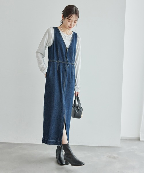 ROPE' PICNIC(ロペピクニック)の「デニムジャンスカワンピース(ジャンパースカート・レディース・ネイビー/ブルー・38/36)」の7枚目の写真