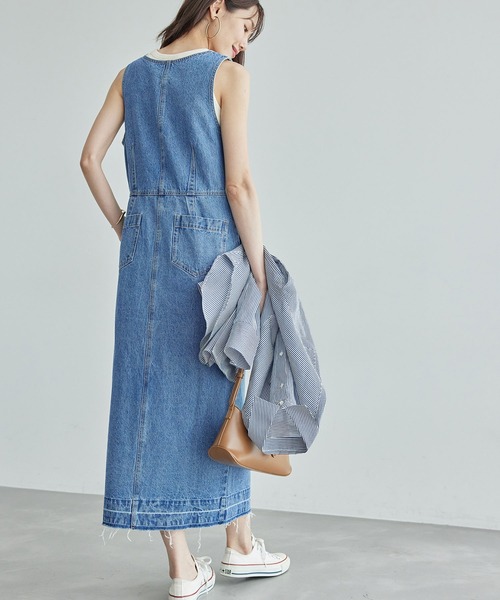 ROPE' PICNIC(ロペピクニック)の「デニムジャンスカワンピース(ジャンパースカート・レディース・ネイビー/ブルー・38/36)」の10枚目の写真