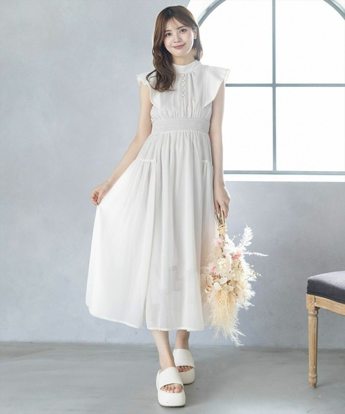 【セール】ウエストシャーリングバックリボンノースリーブワンピース(ワンピース)|clear(クリア) 【セール】ウエストシャーリングバックリボンノースリーブワンピース(ワンピース)|clear(クリア)