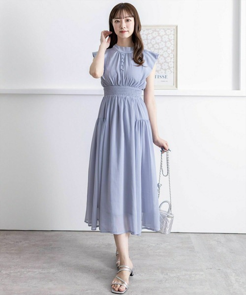 【セール】ウエストシャーリングバックリボンノースリーブワンピース(ワンピース)|clear(クリア) 【セール】ウエストシャーリングバックリボンノースリーブワンピース(ワンピース)|clear(クリア)