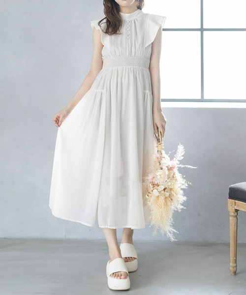 【セール】ウエストシャーリングバックリボンノースリーブワンピース(ワンピース)|clear(クリア) 【セール】ウエストシャーリングバックリボンノースリーブワンピース(ワンピース)|clear(クリア)