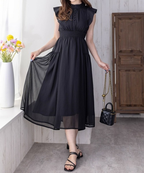 【セール】ウエストシャーリングバックリボンノースリーブワンピース(ワンピース)|clear(クリア) 【セール】ウエストシャーリングバックリボンノースリーブワンピース(ワンピース)|clear(クリア)