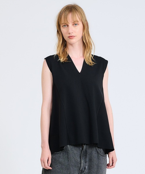 ESTNATION（エストネーション）の「ESTNATION / サーブルコンビフレアトップス《ONLINE EXCLUSIVE》（ニット/セーター・レディース・ブラック/オフホワイト/ライトグレー/ネイビー・FREE）」の3枚目の写真