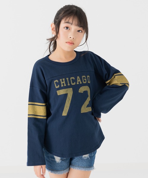 chil2(チルツー)の「プリント フットボール長袖Tシャツ(Tシャツ/カットソー・キッズ・C/D/E/F/A/B・80cm/90cm/100cm/110cm/120cm/130cm/140cm)」の1枚目の写真