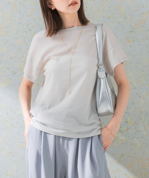 URBAN RESEARCH ROSSO WOMEN(アーバンリサーチ ロッソ)の「シアーフライスTシャツ(Tシャツ/カットソー・レディース・ベージュ系その他/ネイビー・FREE)」の2枚目の写真