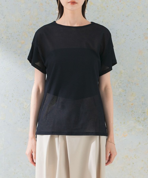 URBAN RESEARCH ROSSO WOMEN(アーバンリサーチ ロッソ)の「シアーフライスTシャツ(Tシャツ/カットソー・レディース・ベージュ系その他/ネイビー・FREE)」の14枚目の写真