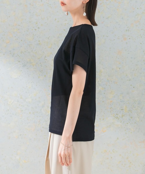 URBAN RESEARCH ROSSO WOMEN(アーバンリサーチ ロッソ)の「シアーフライスTシャツ(Tシャツ/カットソー・レディース・ベージュ系その他/ネイビー・FREE)」の16枚目の写真
