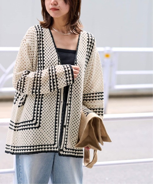 JOURNAL STANDARD relume（ジャーナルスタンダード　レリューム）の「《再入荷！》【自宅ケア可能】クロシェラインVネックカーディガン（カーディガン/ボレロ・レディース・ベージュ・FREE）」の6枚目の写真