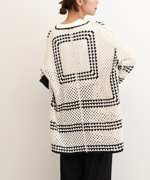 再入荷！》【自宅ケア可能】クロシェラインVネックカーディガン