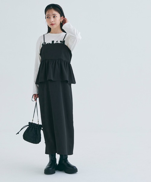 coca（coca）（コカ）の「バックリボンペプラムキャミワンピース | セレモニー オフィス ママスーツ フォーマルウェア スーツ 卒業式（ワンピース・レディース・ライトベージュ/ブラック/チャコール/ブラウン・M/L/S）」の12枚目の写真