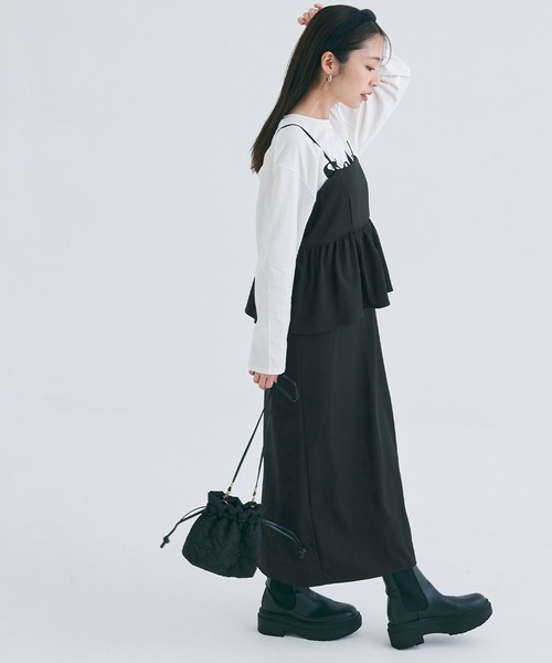 coca（coca）（コカ）の「バックリボンペプラムキャミワンピース | セレモニー オフィス ママスーツ フォーマルウェア スーツ 卒業式（ワンピース・レディース・ライトベージュ/ブラック/チャコール/ブラウン・M/L/S）」の14枚目の写真