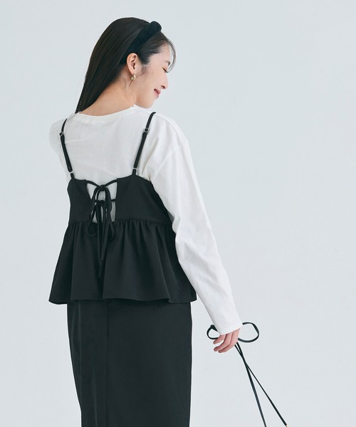 coca（coca）（コカ）の「バックリボンペプラムキャミワンピース | セレモニー オフィス ママスーツ フォーマルウェア スーツ 卒業式（ワンピース・レディース・ライトベージュ/ブラック/チャコール/ブラウン・M/L/S）」の15枚目の写真