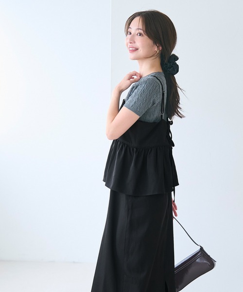 coca（coca）（コカ）の「バックリボンペプラムキャミワンピース | セレモニー オフィス ママスーツ フォーマルウェア スーツ 卒業式（ワンピース・レディース・ライトベージュ/ブラック/チャコール/ブラウン・M/L/S）」の6枚目の写真