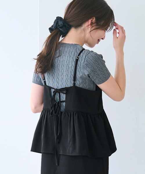 coca（coca）（コカ）の「バックリボンペプラムキャミワンピース | セレモニー オフィス ママスーツ フォーマルウェア スーツ 卒業式（ワンピース・レディース・ライトベージュ/ブラック/チャコール/ブラウン・M/L/S）」の7枚目の写真