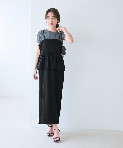 coca（coca）（コカ）の「バックリボンペプラムキャミワンピース | セレモニー オフィス ママスーツ フォーマルウェア スーツ 卒業式（ワンピース・レディース・ライトベージュ/ブラック/チャコール/ブラウン・M/L/S）」の8枚目の写真