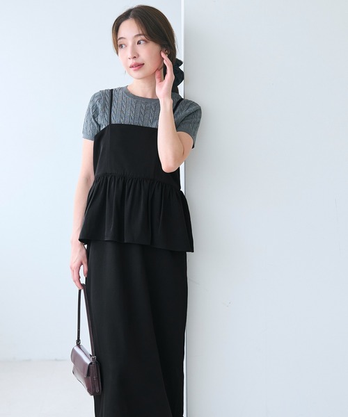 coca（coca）（コカ）の「バックリボンペプラムキャミワンピース | セレモニー オフィス ママスーツ フォーマルウェア スーツ 卒業式（ワンピース・レディース・ライトベージュ/ブラック/チャコール/ブラウン・M/L/S）」の10枚目の写真