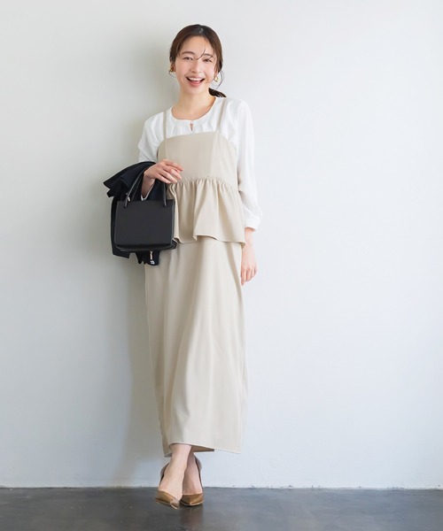 coca（coca）（コカ）の「バックリボンペプラムキャミワンピース | セレモニー オフィス ママスーツ フォーマルウェア スーツ 卒業式（ワンピース・レディース・ライトベージュ/ブラック/チャコール/ブラウン・M/L/S）」の19枚目の写真