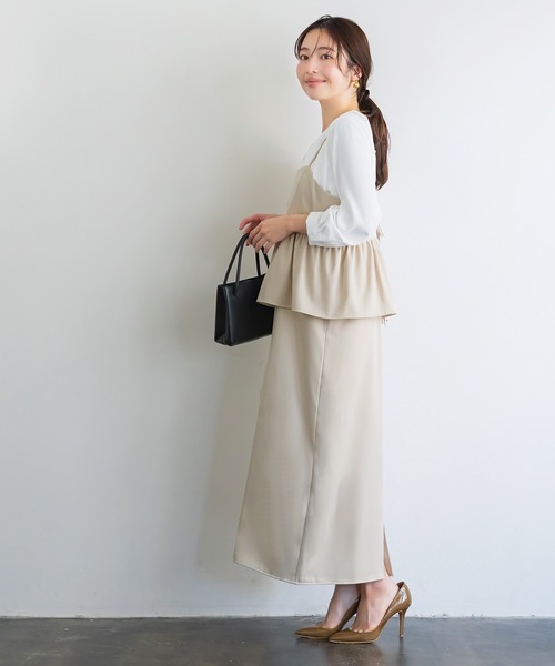 coca（coca）（コカ）の「バックリボンペプラムキャミワンピース | セレモニー オフィス ママスーツ フォーマルウェア スーツ 卒業式（ワンピース・レディース・ライトベージュ/ブラック/チャコール/ブラウン・M/L/S）」の20枚目の写真