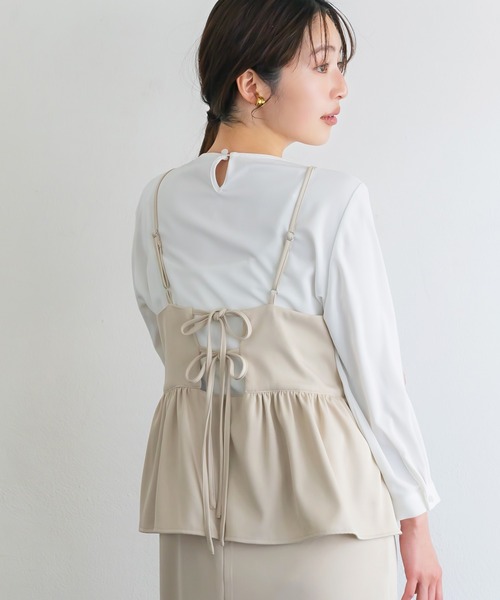 coca（coca）（コカ）の「バックリボンペプラムキャミワンピース | セレモニー オフィス ママスーツ フォーマルウェア スーツ 卒業式（ワンピース・レディース・ライトベージュ/ブラック/チャコール/ブラウン・M/L/S）」の21枚目の写真