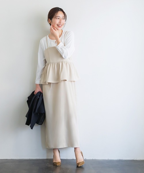 coca（coca）（コカ）の「バックリボンペプラムキャミワンピース | セレモニー オフィス ママスーツ フォーマルウェア スーツ 卒業式（ワンピース・レディース・ライトベージュ/ブラック/チャコール/ブラウン・M/L/S）」の22枚目の写真