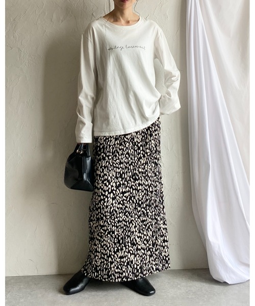 セール】レオパード/豹ヒョウ柄プリントロング丈プリーツ