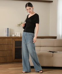high waist wide straight denim
