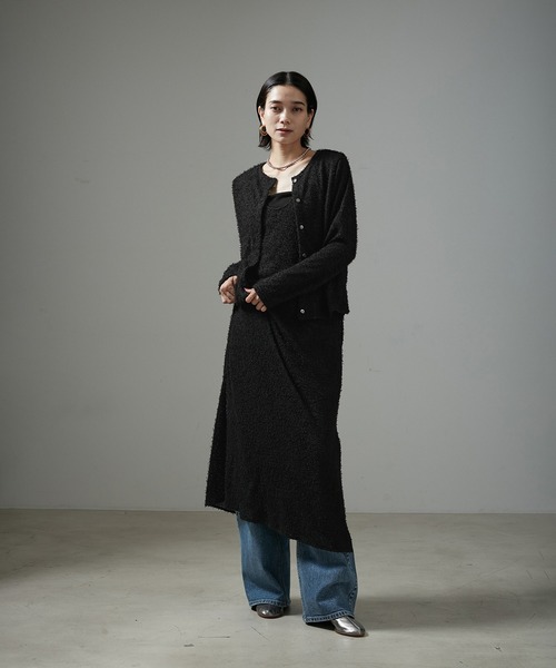 【セール】【WEB限定】カーリーヤーンクルーネックカーディガン（カーディガン/ボレロ）｜SALON adam et rope'（サロン アダム エ ロペ）