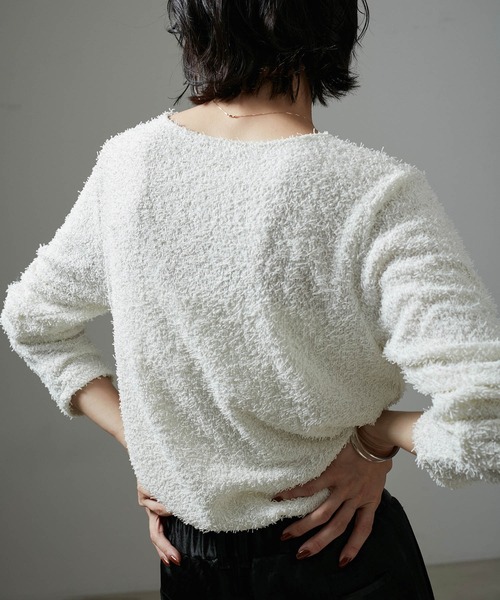 【セール】【WEB限定】カーリーヤーンクルーネックカーディガン（カーディガン/ボレロ）｜SALON adam et rope'（サロン アダム エ ロペ）