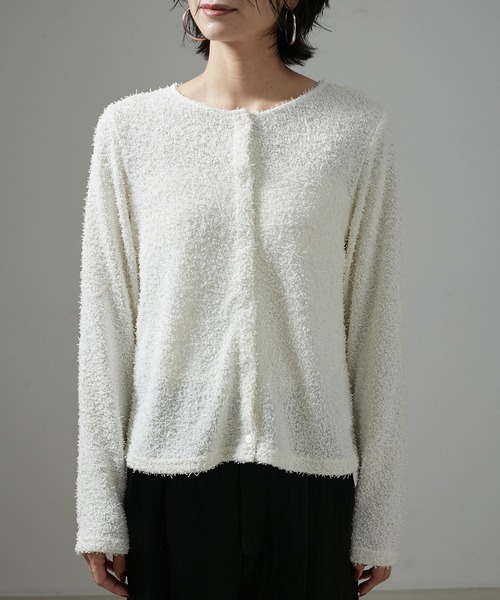 【セール】【WEB限定】カーリーヤーンクルーネックカーディガン（カーディガン/ボレロ）｜SALON adam et rope'（サロン アダム エ ロペ）