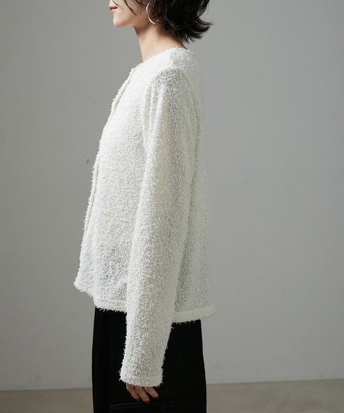 【セール】【WEB限定】カーリーヤーンクルーネックカーディガン（カーディガン/ボレロ）｜SALON adam et rope'（サロン アダム エ ロペ）