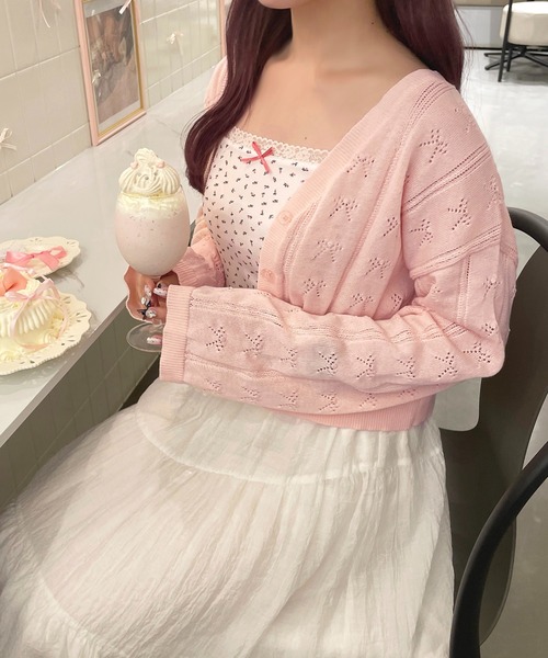 リボン透かし編みニットカーディガン【ZOZOTOWN限定アイテム