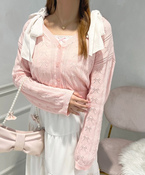 リボン透かし編みニットカーディガン【ZOZOTOWN限定アイテム