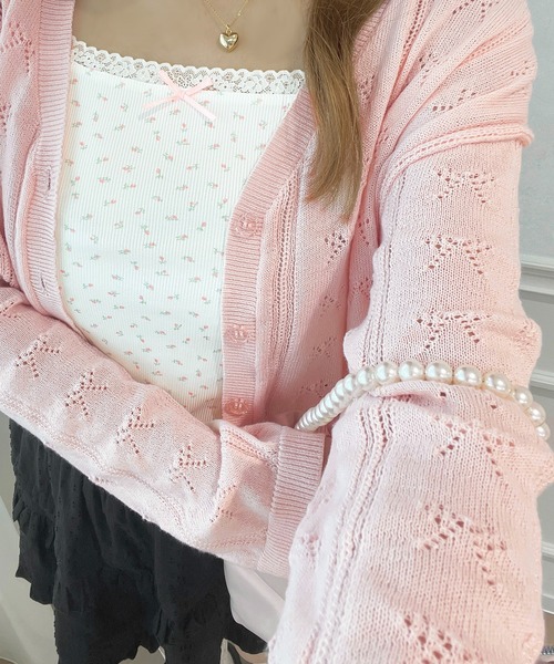 リボン透かし編みニットカーディガン【ZOZOTOWN限定アイテム