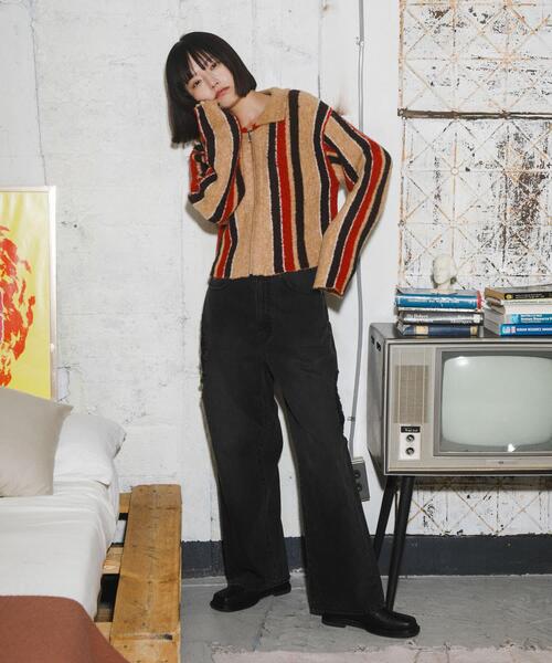 KBF（ケイビーエフ）の「フロントZIPストライプカーディガン