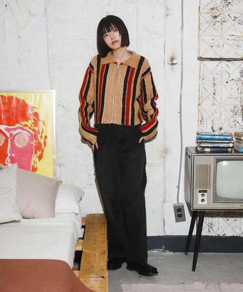 KBF(ケイビーエフ)の「フロントZIPストライプカーディガン(カーディガン/ボレロ・レディース・ベージュ系その他/グレー/チャコールグレー・ONE)」の16枚目の写真