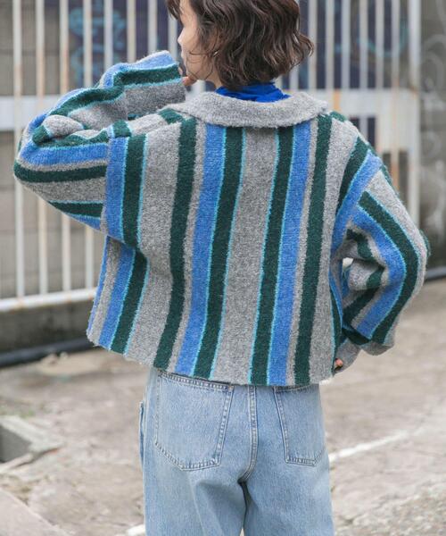 KBF（ケイビーエフ）の「フロントZIPストライプカーディガン