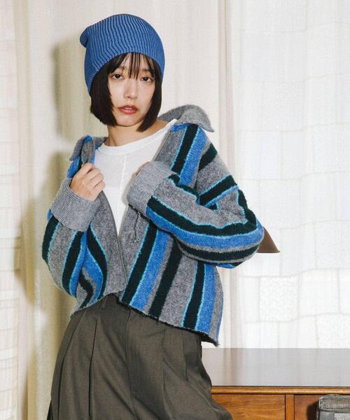 セール】フロントZIPストライプカーディガン（カーディガン/ボレロ