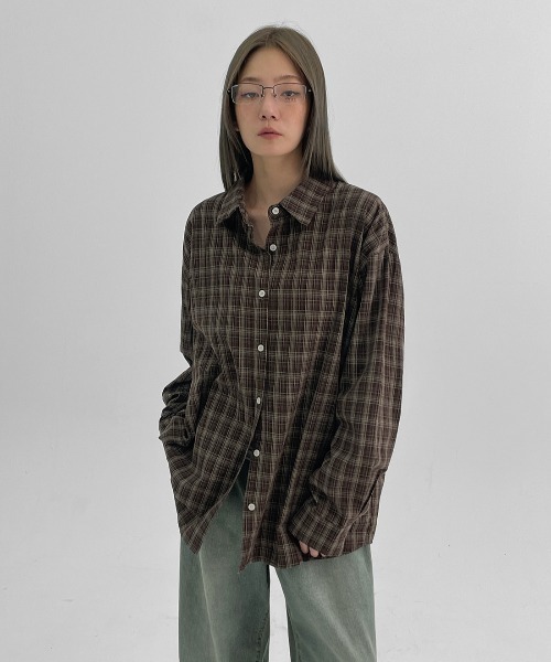 BLACKUP（ブラックアップ）の「[MADE] コテージルーズフィットチェックシャツ（シャツ/ブラウス・レディース・ブラック/ブラウン・ONESIZE）」の5枚目の写真