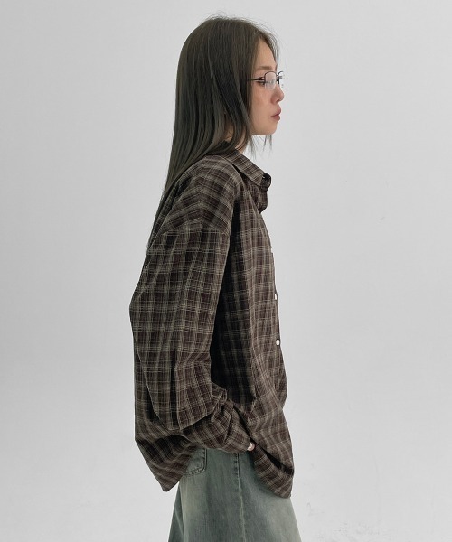 BLACKUP（ブラックアップ）の「[MADE] コテージルーズフィットチェックシャツ（シャツ/ブラウス・レディース・ブラック/ブラウン・ONESIZE）」の6枚目の写真
