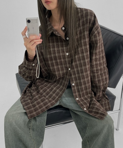 BLACKUP（ブラックアップ）の「[MADE] コテージルーズフィットチェックシャツ（シャツ/ブラウス・レディース・ブラック/ブラウン・ONESIZE）」の18枚目の写真