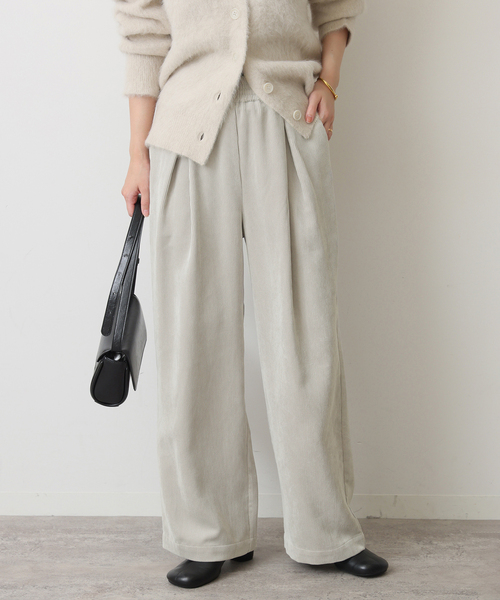 JOURNAL STANDARD(ジャーナルスタンダード)の「コーデュロイワイドパンツ(その他パンツ・レディース・サックスブルー/ホワイト×ホワイト/ブラウン系その他/アイボリー・38/36)」の1枚目の写真