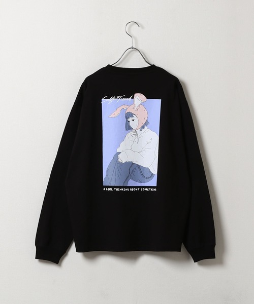 セール】【Selfie freak】 イラスト バックプリント うさ耳ガール 長袖