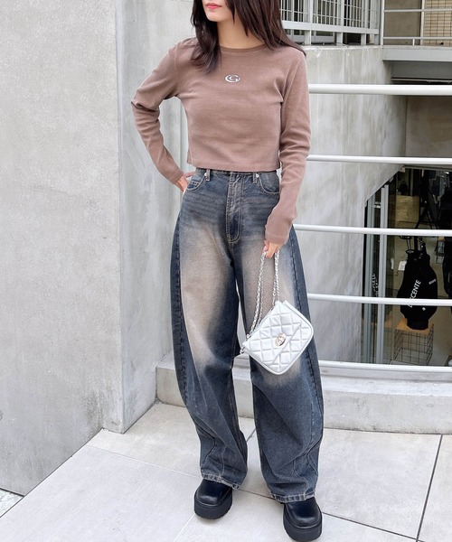 INGNI（イング）の「ピグメントメタルロゴリブロンTシャツ（Tシャツ/カットソー・レディース・ブラック/ブルー/ブラウン・M）」の16枚目の写真