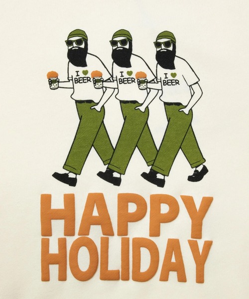 modem design(モデムデザイン)の「MODEM DESIGN/モデムデザイン スウェットクルー -ビールおじさん-(スウェット・メンズ・チャコールグレー/アイボリー・X-LARGE/MEDIUM/LARGE)」の14枚目の写真